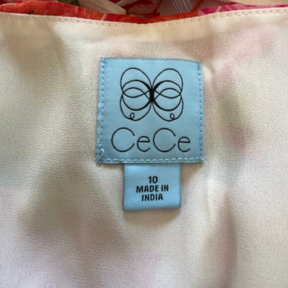 CeCe Floral Maxi Dress Size 10 Sleeveless Halter Tropical Fairy Resort Riviera - Picture 9 of 11